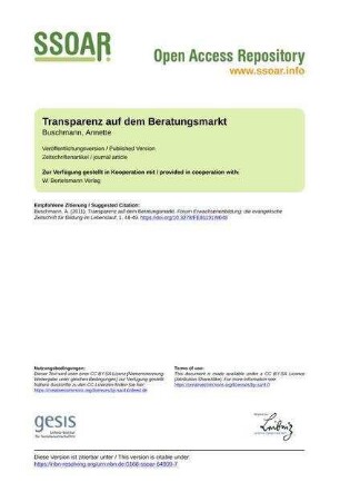 Transparenz auf dem Beratungsmarkt