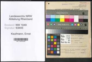 Entnazifizierung Ernst Kaufmann , geb. 21.04.1898 (Inspektor)