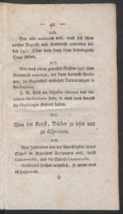 XIV. Von der Kunst, Bücher zu lesen und zu disputiren
