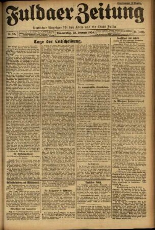 Erste Ausgabe vom Donnerstag, den 28. Februar 1924.