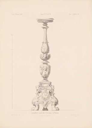 Leuchter aus dem Kloster Certosa di Pavia: Ansicht (aus: Architektonisches Skizzenbuch, H. 147/6, 1877)