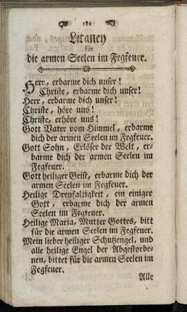 Litaney für die armen Seelen im Fegfeuer.