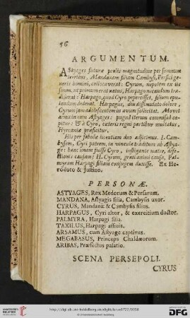 Cyrus Tragoedia Actus I. Scena Prima.