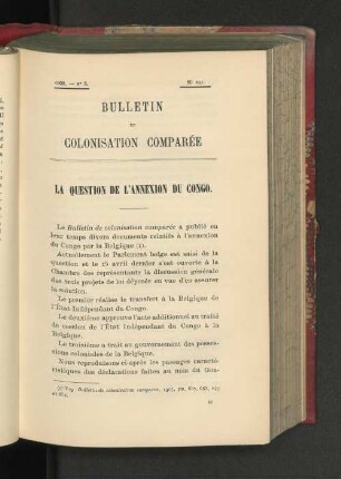 La Question De L'Annexion Du Congo.