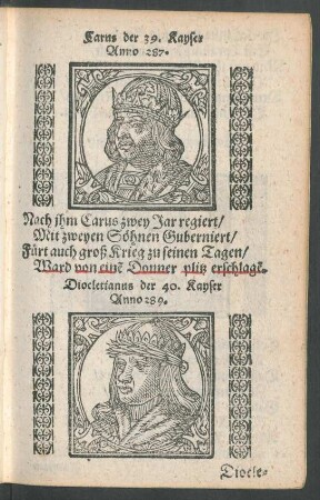 Diocletianus der 40. Kayser Anno 289.