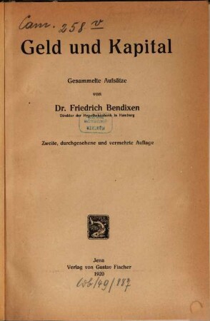 Geld und Kapital : Gesammelte Aufsätze