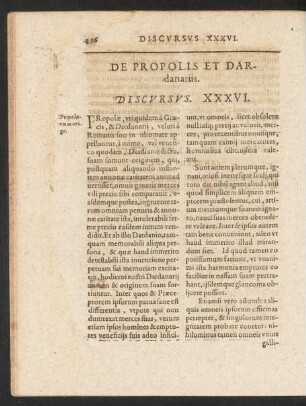 De Propolis et Dardanariis. Discursus. XXXVI.