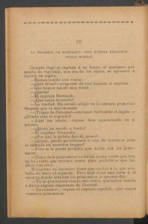 III - La promesa de Bernardo - Una noticia terrible duelo mortal