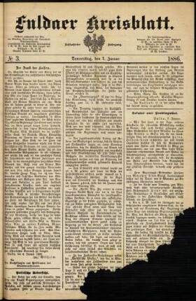 Ausgabe vom Donnerstag, den 07. Januar 1886.