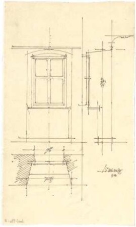 Döllgast, Hans; Marktbreit; Pfarrhof - Fenster (Grundriss; Ansicht; Schnitt)