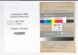 Entnazifizierung Hermann Kuepper, geb. 16.08.1903 (Postassistent)