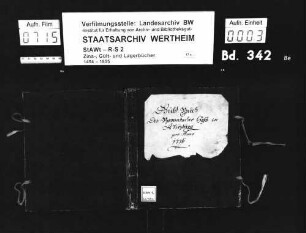 Gültbuch des Bronnbacher Hofs in Würzburg