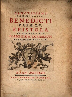 Epistola ad nobilem virum Flaminium Cornelium Senatorem Venetum