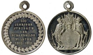 Wilster: Tragbare Medaille auf das 300jährige Jubiläum der Bürgergilde