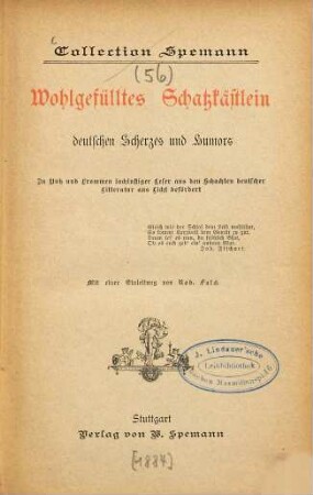 Wohlgefülltes Schatzkästlein deutschen Scherzes und Humors