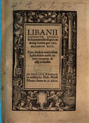 Libanii Sophistae Graeci declamatiunculae aliquot