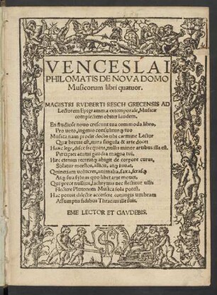 VENCESLAI || PHILOMATIS DE NOVA DOMO || Musicorum libri quatuor.|| ... ||