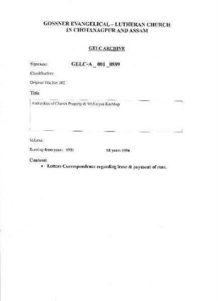 Authorities of Church Property & Mr.Kalyan Kachhap