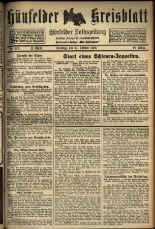 Erste Ausgabe vom Dienstag, den 21. Oktober 1930.