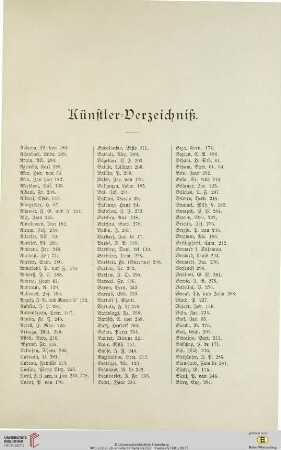 Künstler=Verzeichniß