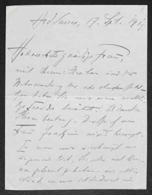 Brief von Theodor Däubler an Margarete Hauptmann