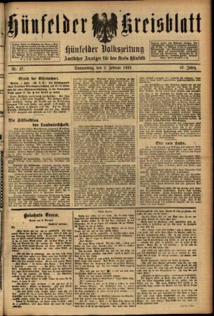 Ausgabe vom Donnerstag, den 02. Februar 1922.