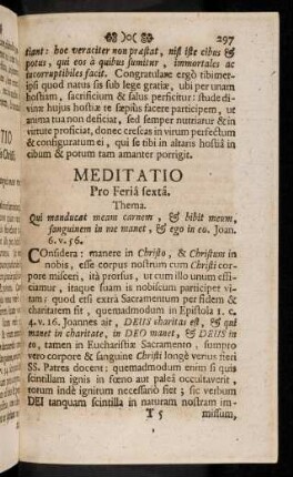 297-307, Meditatio Pro Feria sexta; ...