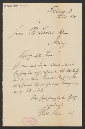 Brief an B. Schott's Söhne : 12.07.1894