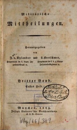 Militärische Mittheilungen. 3, 3. 1829