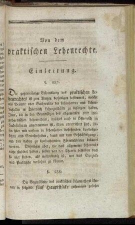 Von dem praktischen Lehenrechte.