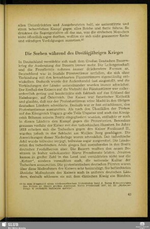 Die Sorben während des Dreißigjährigen Krieges