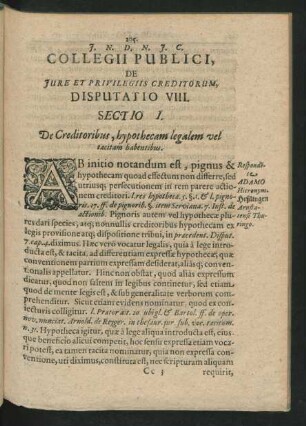 Disputatio VIII. Respondente Adamo Hieronym.