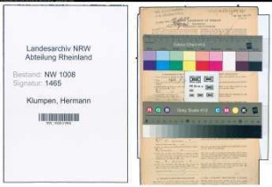 Entnazifizierung Hermann Klumpen , geb. 02.09.1892 (Uhrmacher)