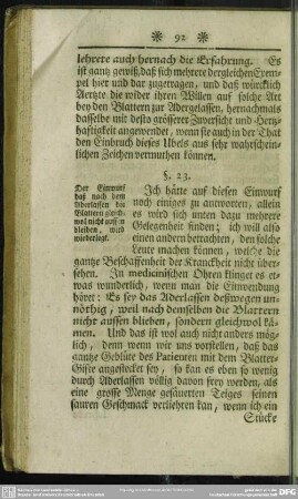§. 23. Der Einwurf daß nach dem Aderlassen die Blattern gleichwol nicht aussen bleiben, wird widerlegt