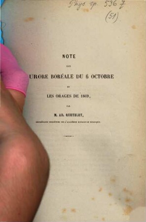 Note sur l'aurore boréale du 6 octobre et les orages de 1869