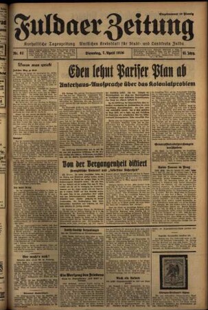 Erste Ausgabe vom Dienstag, den 07. April 1936.
