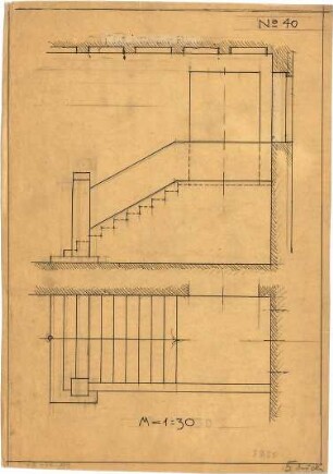 Pfann, Paul; Übungsblätter zur Perspektive - Treppe (Grundriss, Querschnitt)