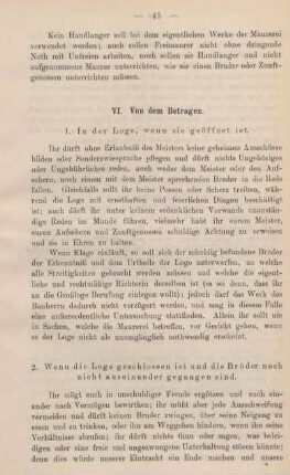 VI. Von dem Betragen.