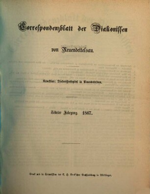 Korrespondenzblatt der Diakonissen von Neuendettelsau. 10, 10. 1867
