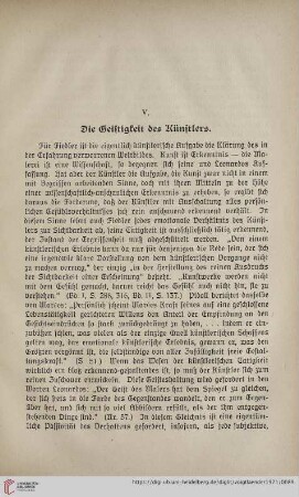 V. Die Geistigkeit des Künstlers