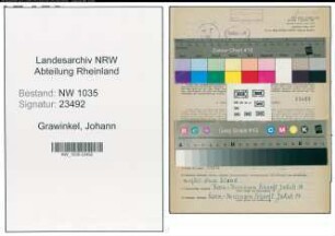Entnazifizierung Johann Grawinkel , geb. 15.04.1899 (Angestellter)