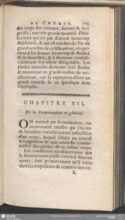 Chapitre XII. De le Fermentation en général