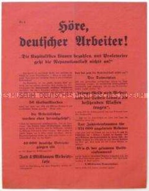 Aufruf des Reichsausschusses für das Deutsche Volksbegehren zur Teilnahme am Volksbegehren gegen den Young-Plan 1929