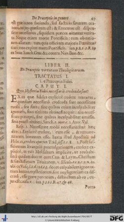 Liber II. De Praeceptis virtutum Theologicarum.