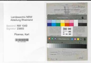 Entnazifizierung Karl Ploenes , geb. 12.04.1899 (Buchhalter)