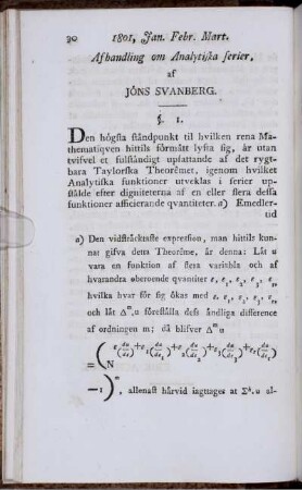 Afhandling om Analytiska serier.