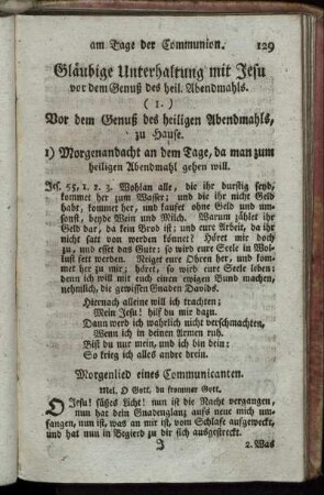 Gläubige Unterhaltung mit Jesu vor dem Genuß des heil. Abendmahls.