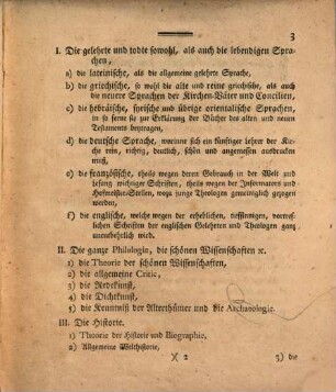Anweisung für diejenigen, die sich der Theologie und dem Dienst der Kirche widmen : welche Wissenschaften sie, und in welcher Ordnung und Verbindung sie solche auf der Universität betreiben sollen