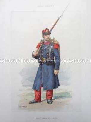 Uniformdarstellung, Gemeiner der Linien-Infanterie, Frankreich, um 1890.