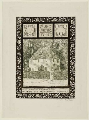 Ex Libris Josefine Lechner "Aus Schmerzen und Enge in Höher und Herrlichkeit gebracht"